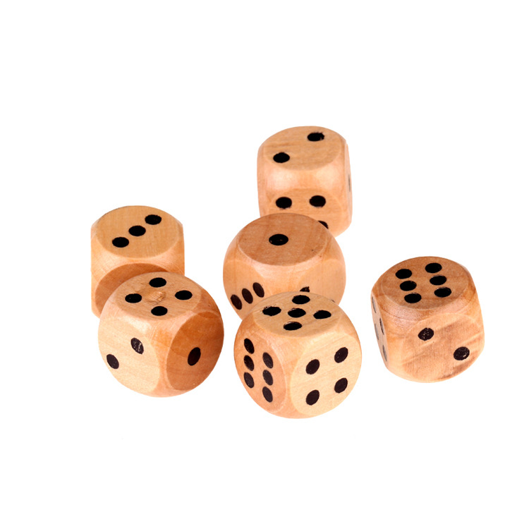 6面圆点木制骰子 原木色麻将喝酒木色子 点数筛子批发