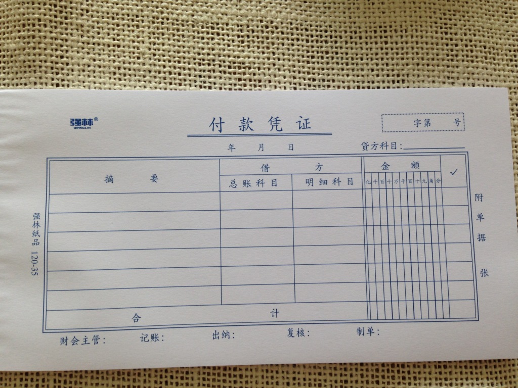 强林120-35 付款凭证 每本50张