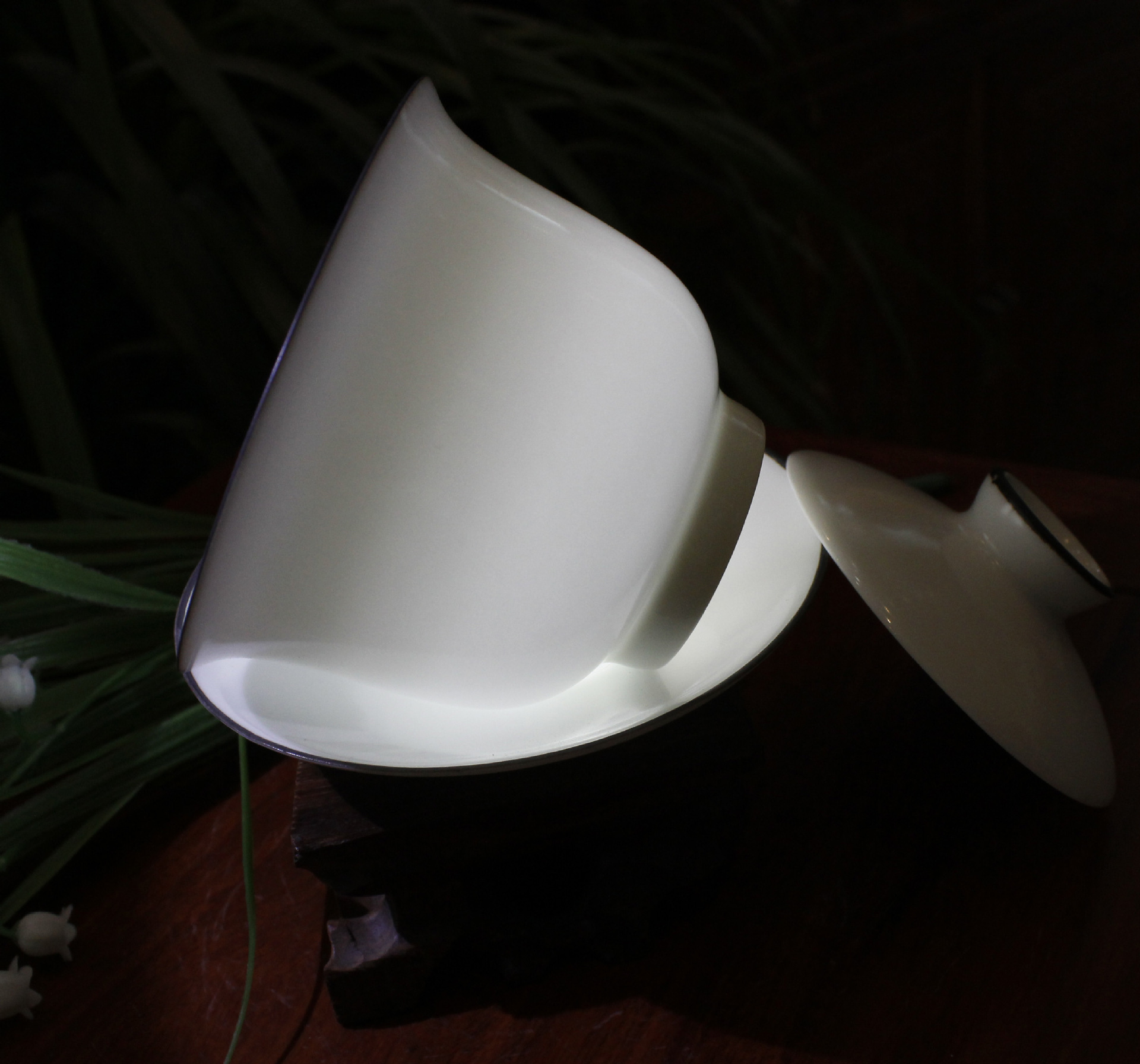 景德镇 无光釉紫晶口 陶瓷盖碗 特价批发