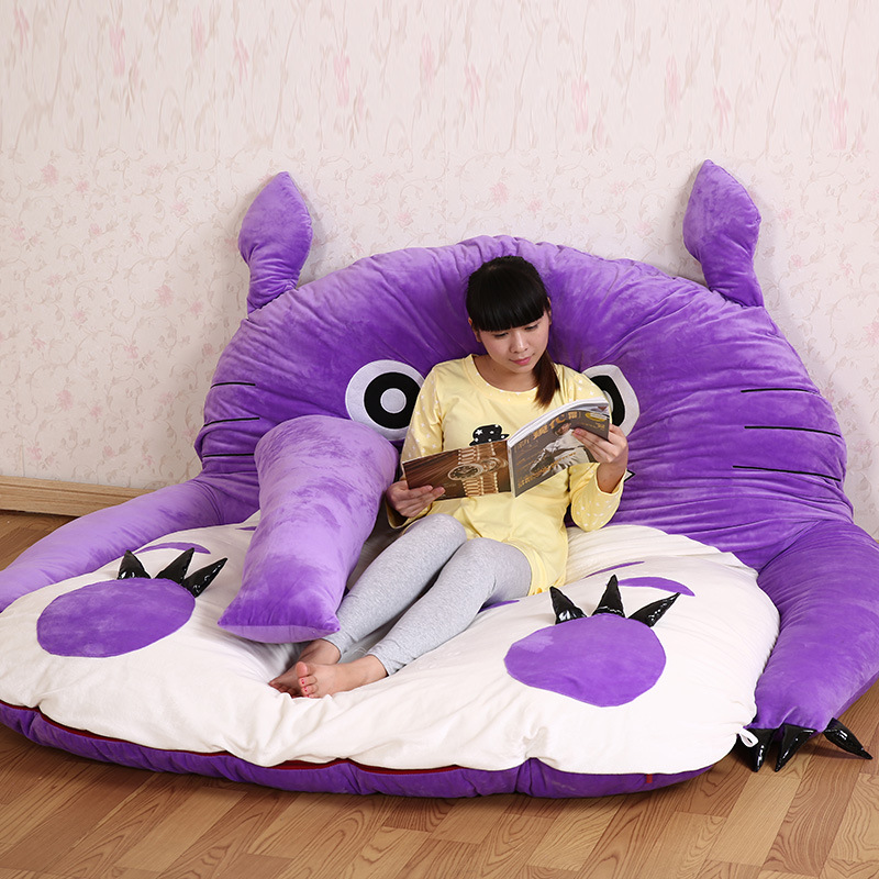 龙猫床床垫薰衣草紫色龙猫榻榻米懒人沙发单人双人卧室阳台卡通