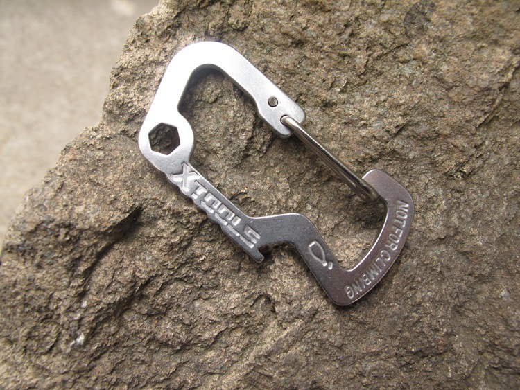 Small Horn Shark EDC Multi-Function D-Type Buckle Stainless Steel Carabiner Bottle Opener Spring Hook Hanging Buckle Hanger