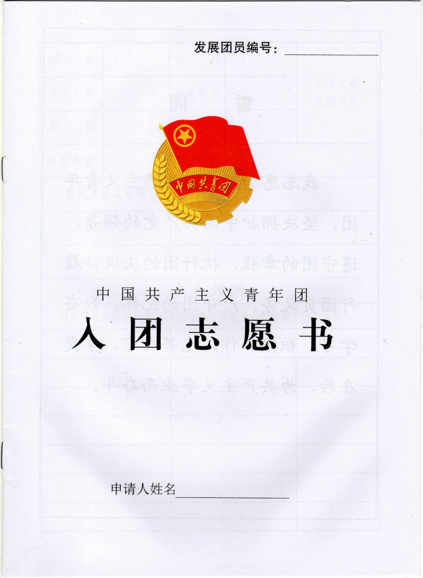 批发 入团志愿书 加厚申请书 新款彩色六张12页 6张80克纸 图片_高清