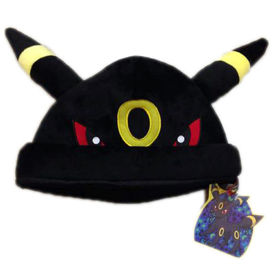 宠物小精灵神奇宝贝月依贝月精灵黑色毛绒保暖帽子