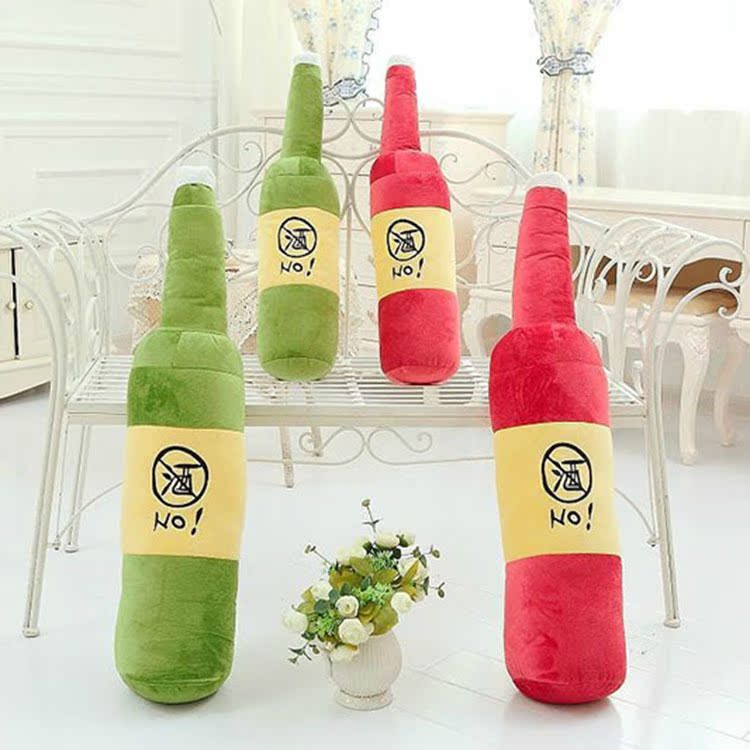 厂家销售创意啤酒瓶抱枕大号睡觉长抱枕靠垫毛绒玩具生日礼物娃娃