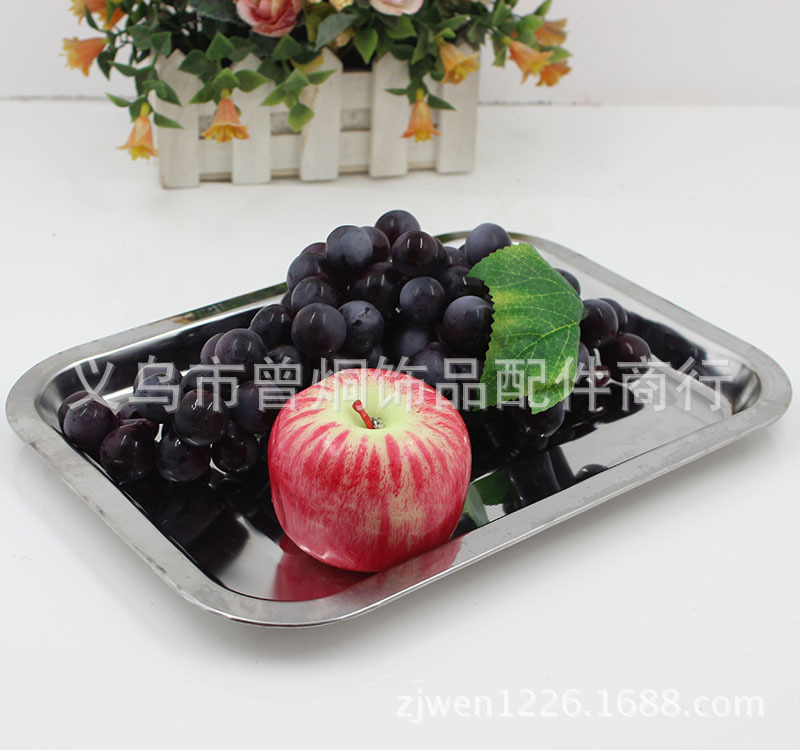 Stainless Steel Fruit Plate Long Plate Household Supplies Plate Barbecue Plate Two Yuan Wholesale