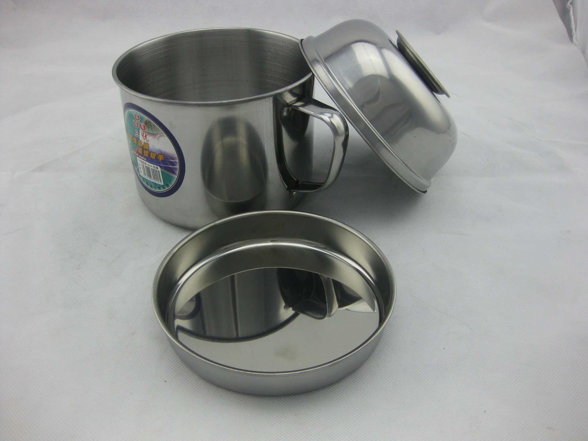 三优14-15cm不锈钢特厚加高快餐杯 带磁学生杯