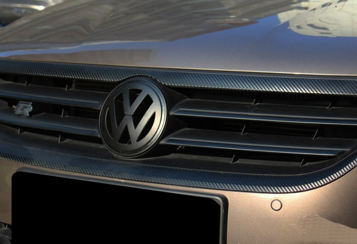 大众cc土豪金黑标中网外框亮条成型改色贴膜碳纤维改装贴纸专用