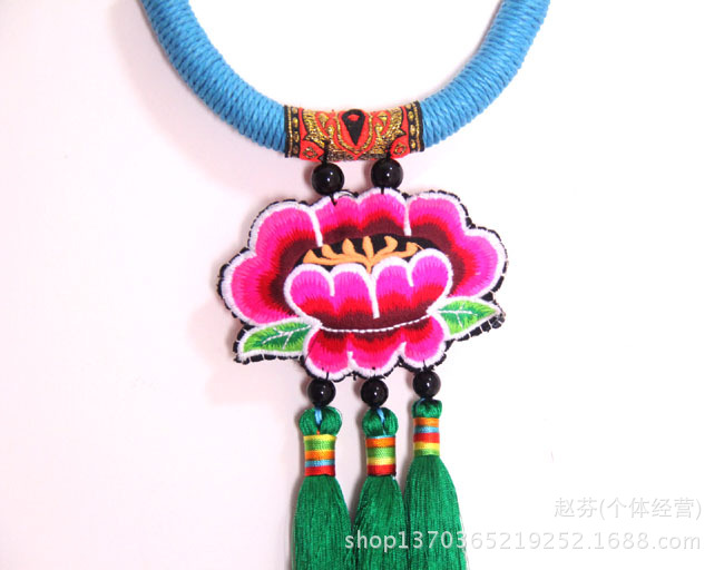 中国风牡丹花流苏项链