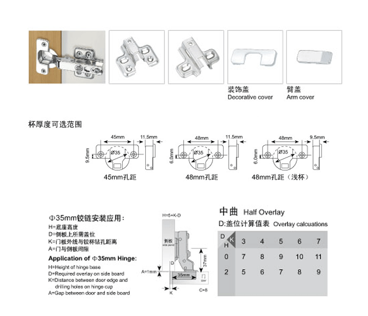 坤声五金 二段力脚链 衣橱柜门不锈钢铰链 缓冲阻尼飞机烟斗 合页