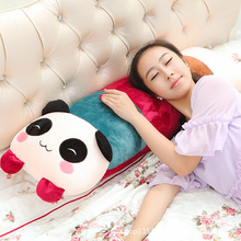 可爱卡通熊猫枕头公仔儿童单人双人枕毛绒玩具大长抱枕可拆洗生日