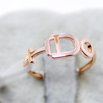 红苹果饰品 镀金合金 百搭电镀光板字母戒指 时尚个性115421 衣饰