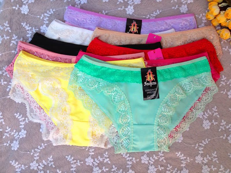 内裤 批发多款外贸少女2元以下内裤 大量库存 糖果色蕾丝边内裤