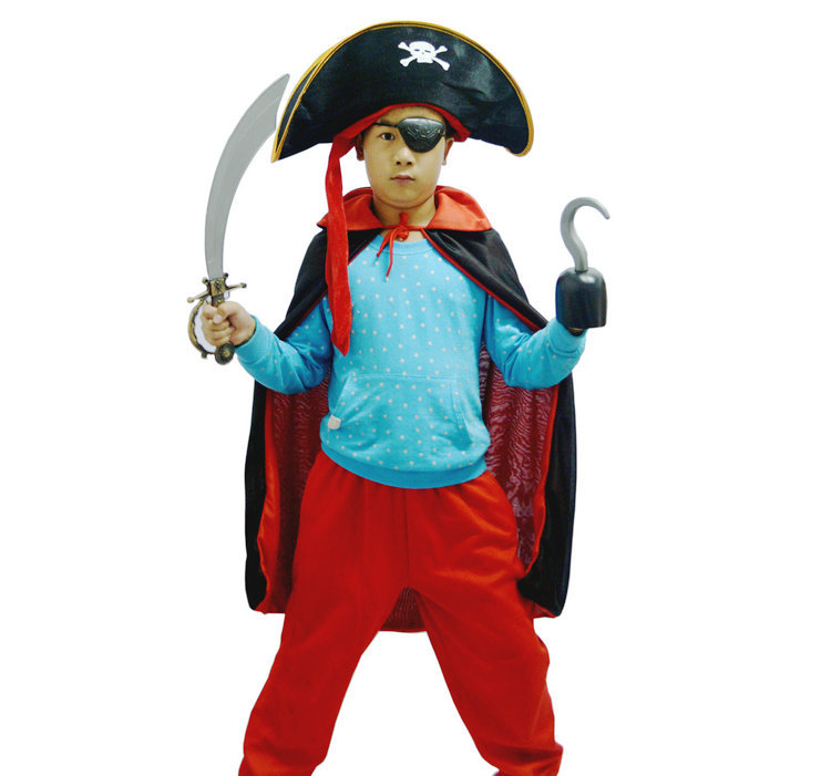 万圣节演出服装儿童海盗披风cos加勒比海盗套装海贼装扮眼罩刀
