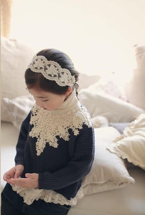 pink ideal 中小女童毛衣厂家批发 甜美花边长袖毛衣330282