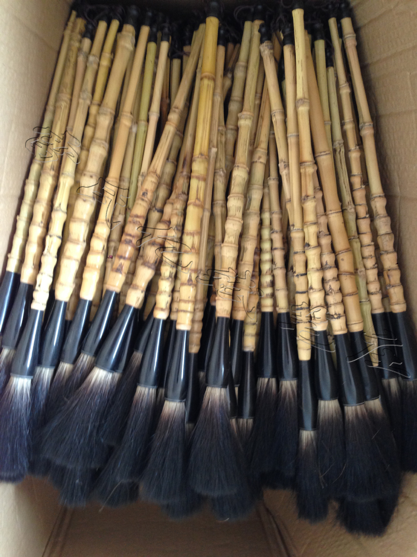 【厂家直销】牛角罗汉竹熊毫羊毫狼毫毛笔 古玩学生毛笔练习用品