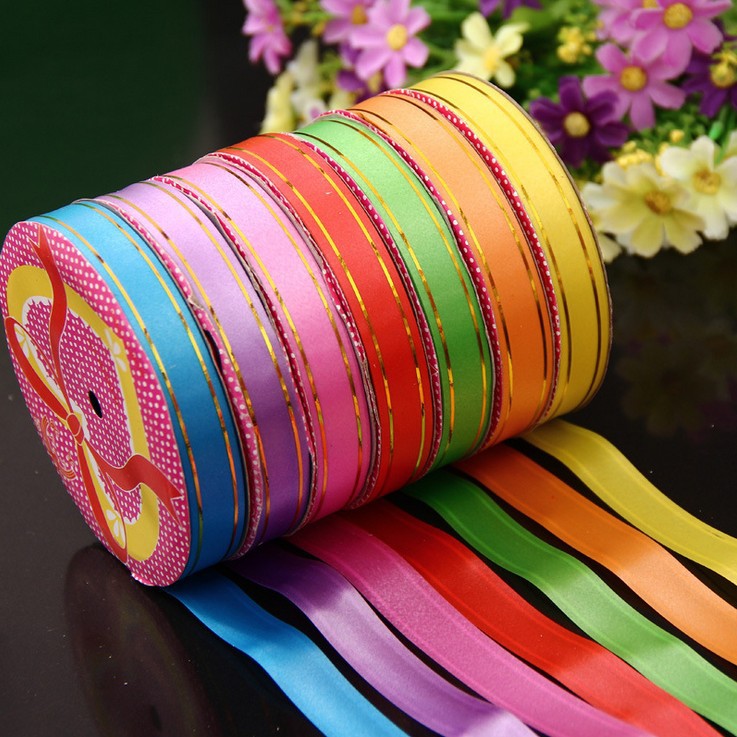 批发16mm金边彩带 绑气球带 婚庆用品 扎花彩带 丝带