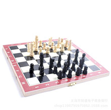 木制折叠盒立体国际象棋西洋棋 成人儿童益智棋类玩具