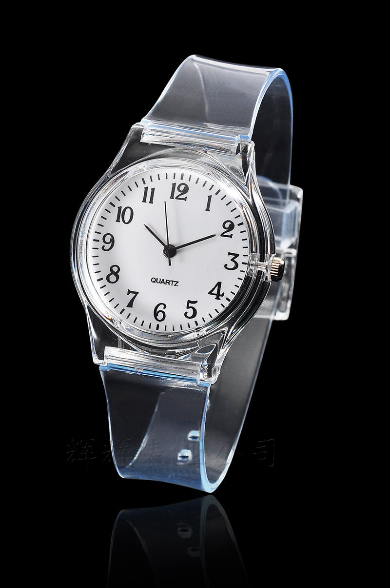 手表批发手表女士石英表 塑胶透明pvc手表小清新手表 女款