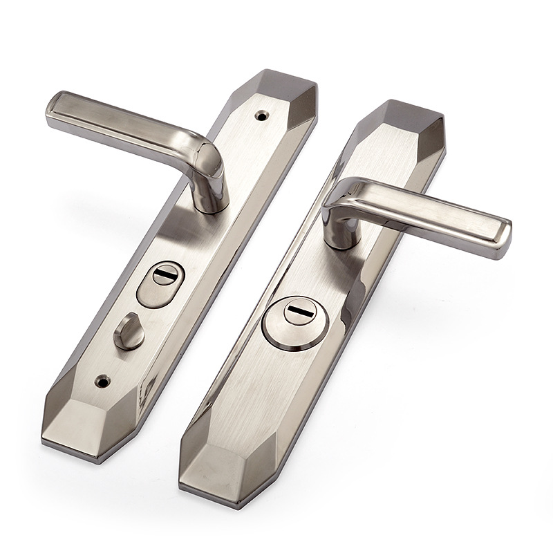 批发hy-88最新款菱形全不锈钢面板拉手锁体超c级锁芯防盗门套装