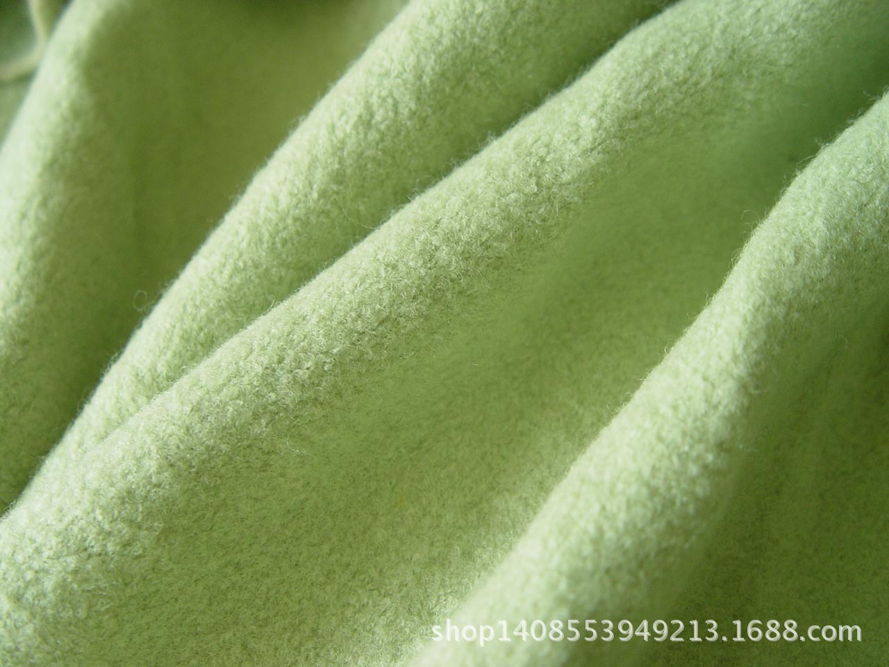 淡绿色针织羊毛呢子布料 弹力毛纺面料高档女装毛线布藏青色现货
