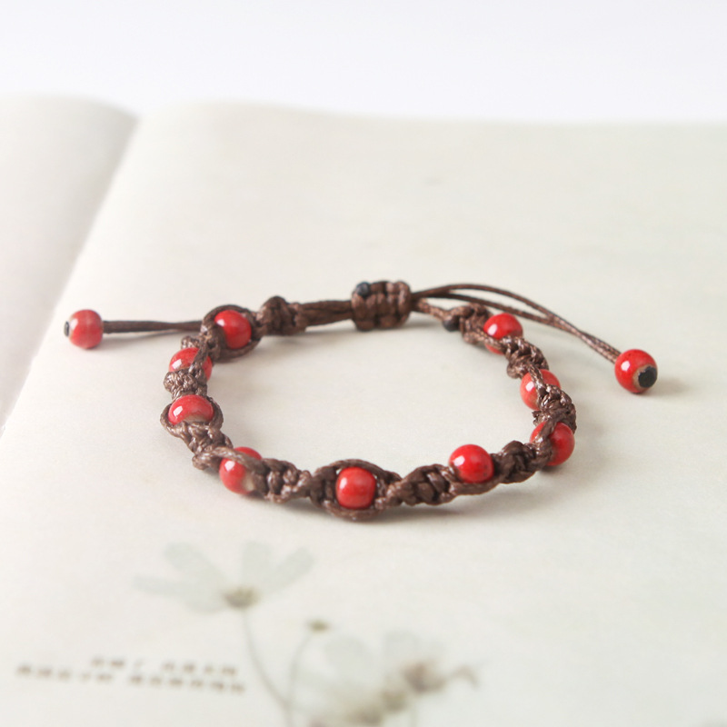Featured New Jingdezhen Kiln Porcelain Beads Handmade Bracelet Ruili Literary Style Pastoral Simple Style