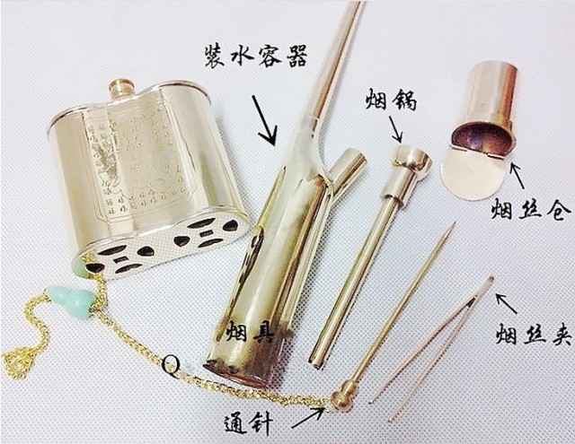 大号纯铜水烟壶 全铜水烟袋 金泰双用铜水烟斗 配礼盒套装