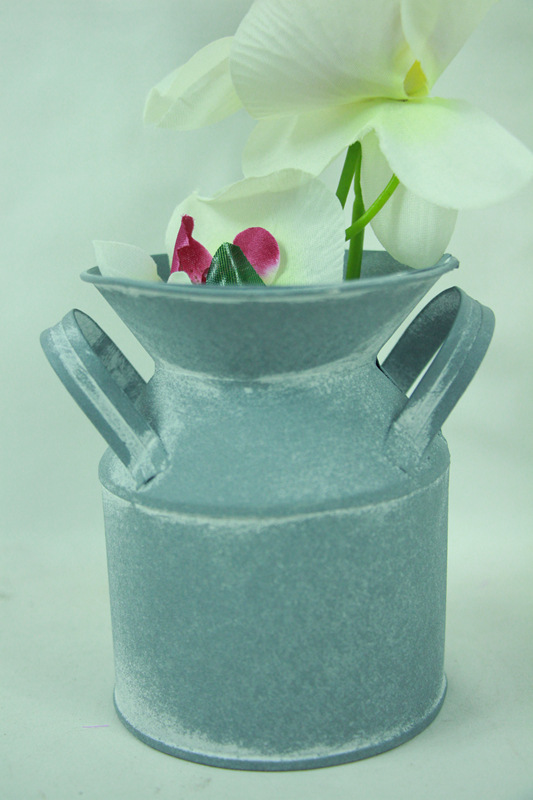 厂家直销田园风格做旧复古铁皮小牛奶桶 双耳花盆装饰家居铁皮桶