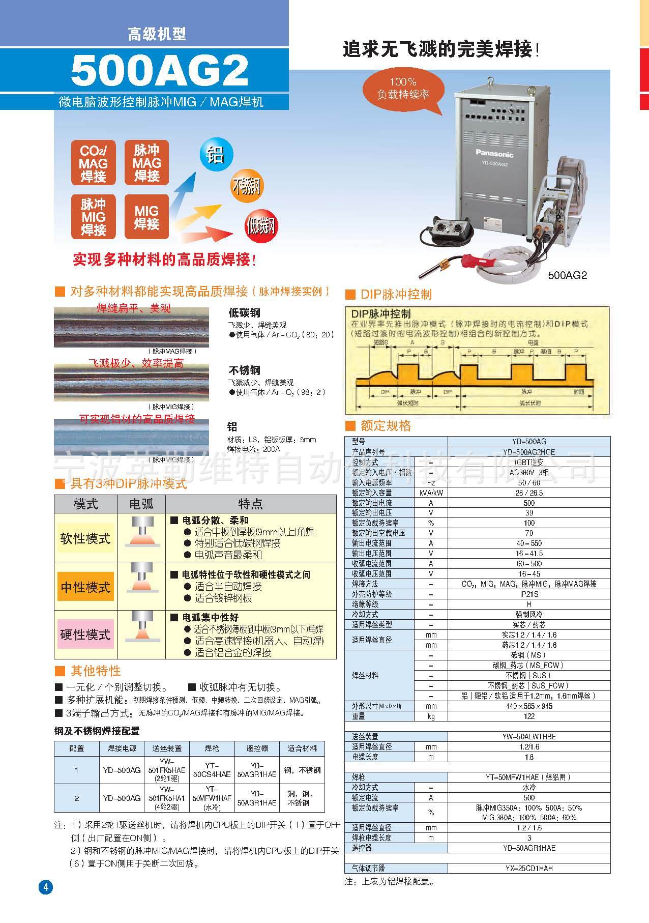 松下二保焊机 yd-500ag2脉冲mi