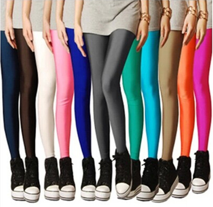 Spring plus Size Women‘s New Elastic Ankle-Length Pants Slimming Candy Color Fluorescent Pants Leggings Large and Small Size