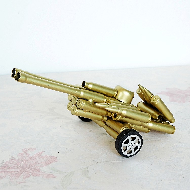 新年爆款金属工艺大炮双炮模型 仿造子弹壳模型 手工打造 95双炮