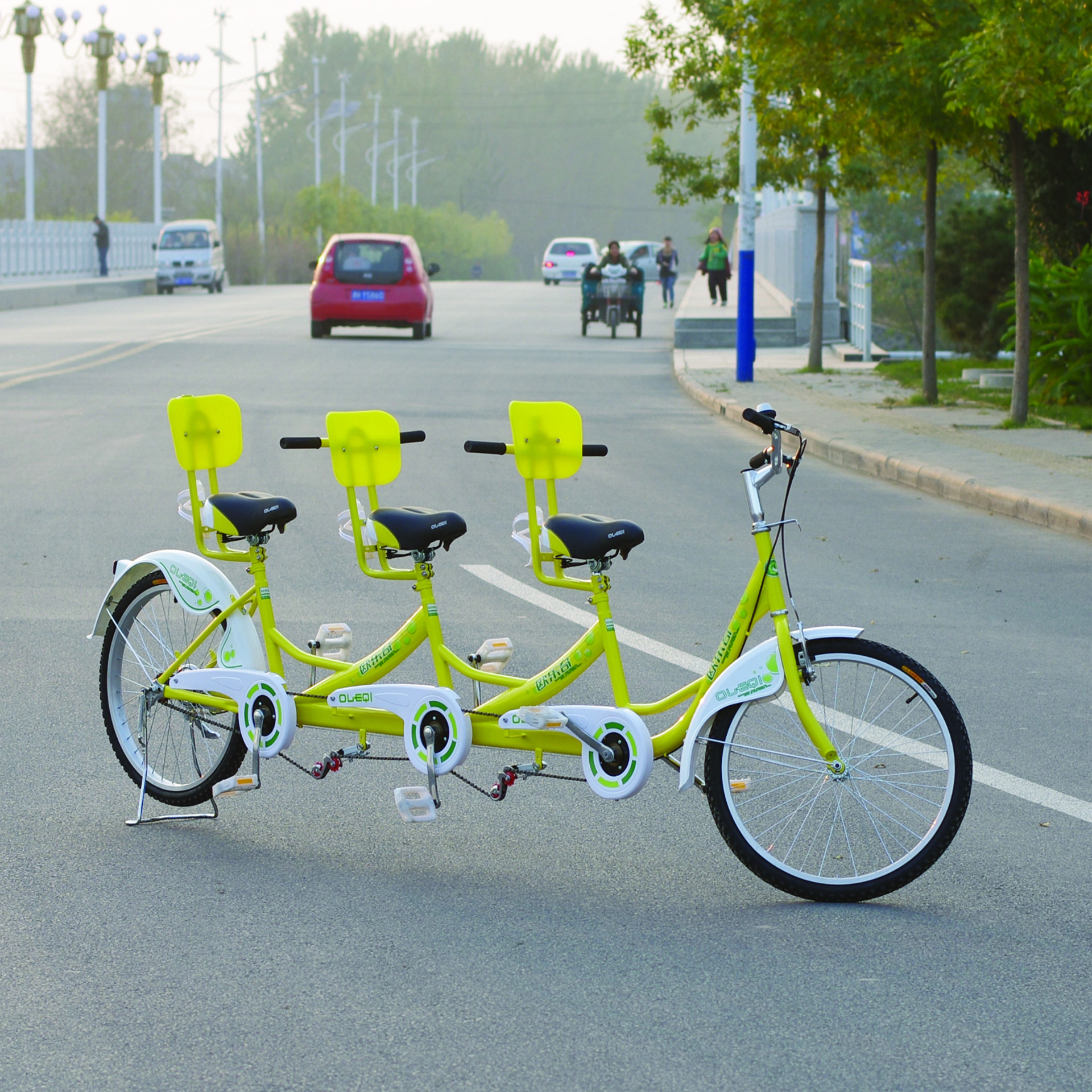 24寸双三人自行车 三人骑团队车 旅游观