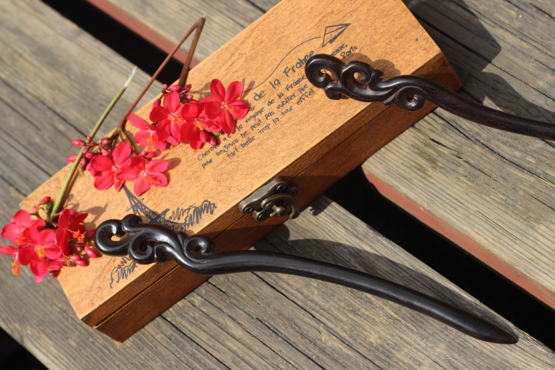 手工黑檀木发簪发钗檀木簪子古典 汉服盘发