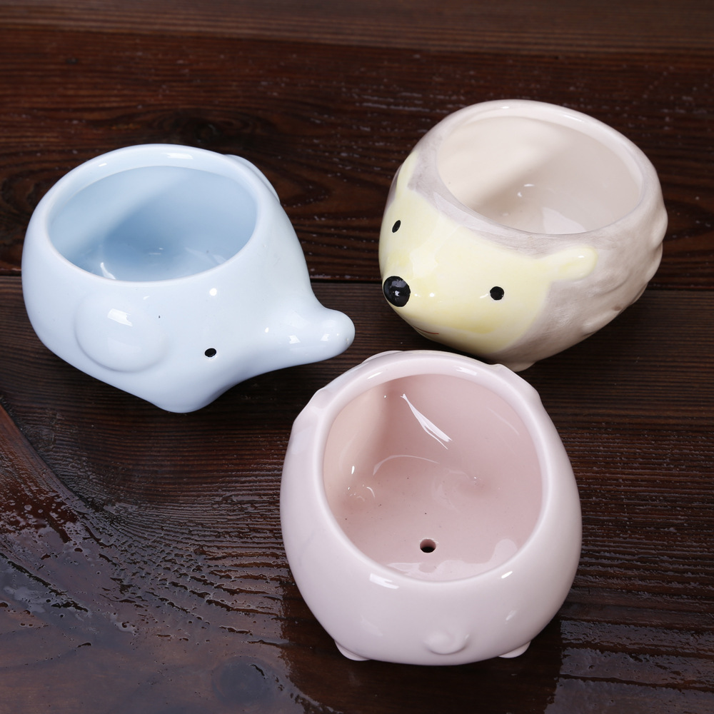 卡通动物花盆 多肉植物花盆容器 卡通陶瓷花盆 儿童动物盆 8130