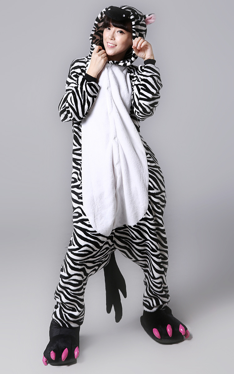 可爱卡通斑马长袖连体睡衣男女家居服睡衣情侣款厂家