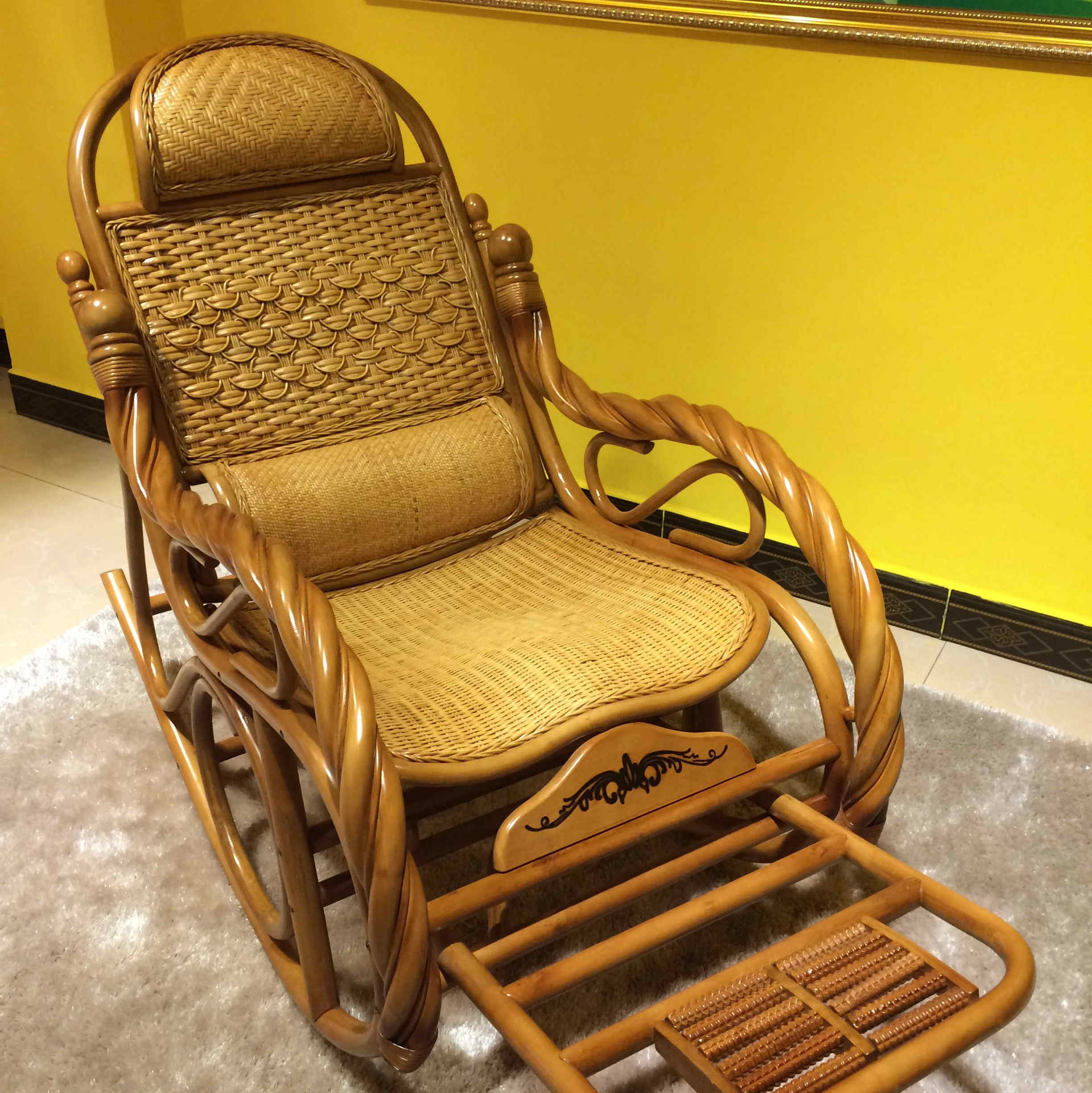 康莱德 豪华大尺寸舒适摇椅 躺椅 藤椅 老人休闲椅 植物藤6012