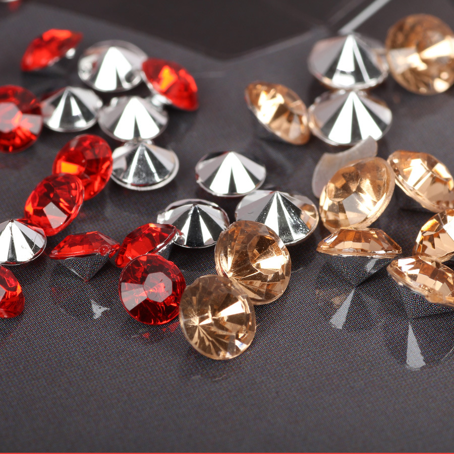 5mm/6mm亚克力钻石圆形尖底钻透明彩色压克力钻diy头饰品装饰材料