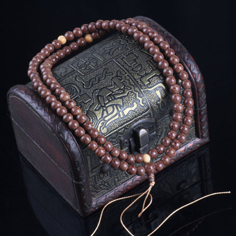 龙纹木菩提子印度菩提木藏式天然老料6mm蛇纹芝麻斑雷音木108佛珠