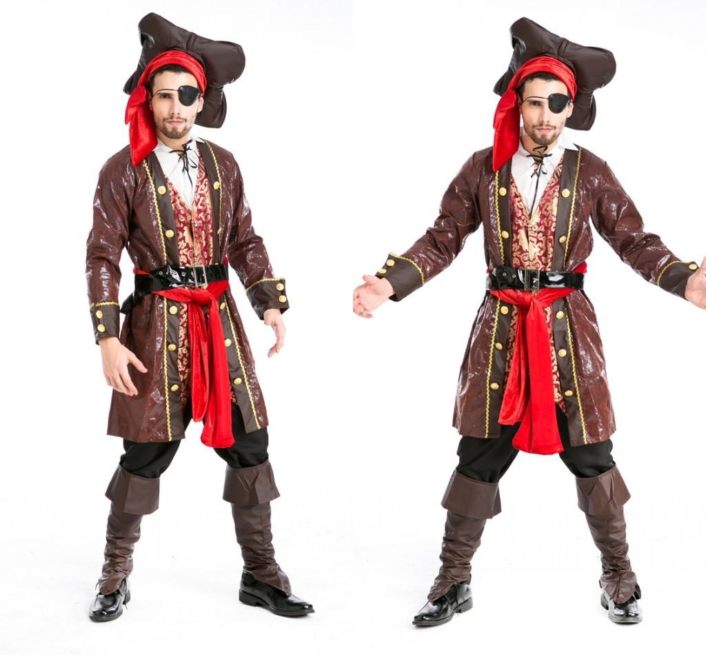 出口游戏服 优质男士海盗服 加勒比海盗装 出口万圣节cosplay服-阿里