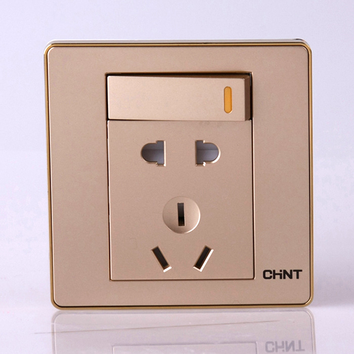 正泰墙壁开关6d系列一开五孔(二三眼) 香槟 新款图片请咨询