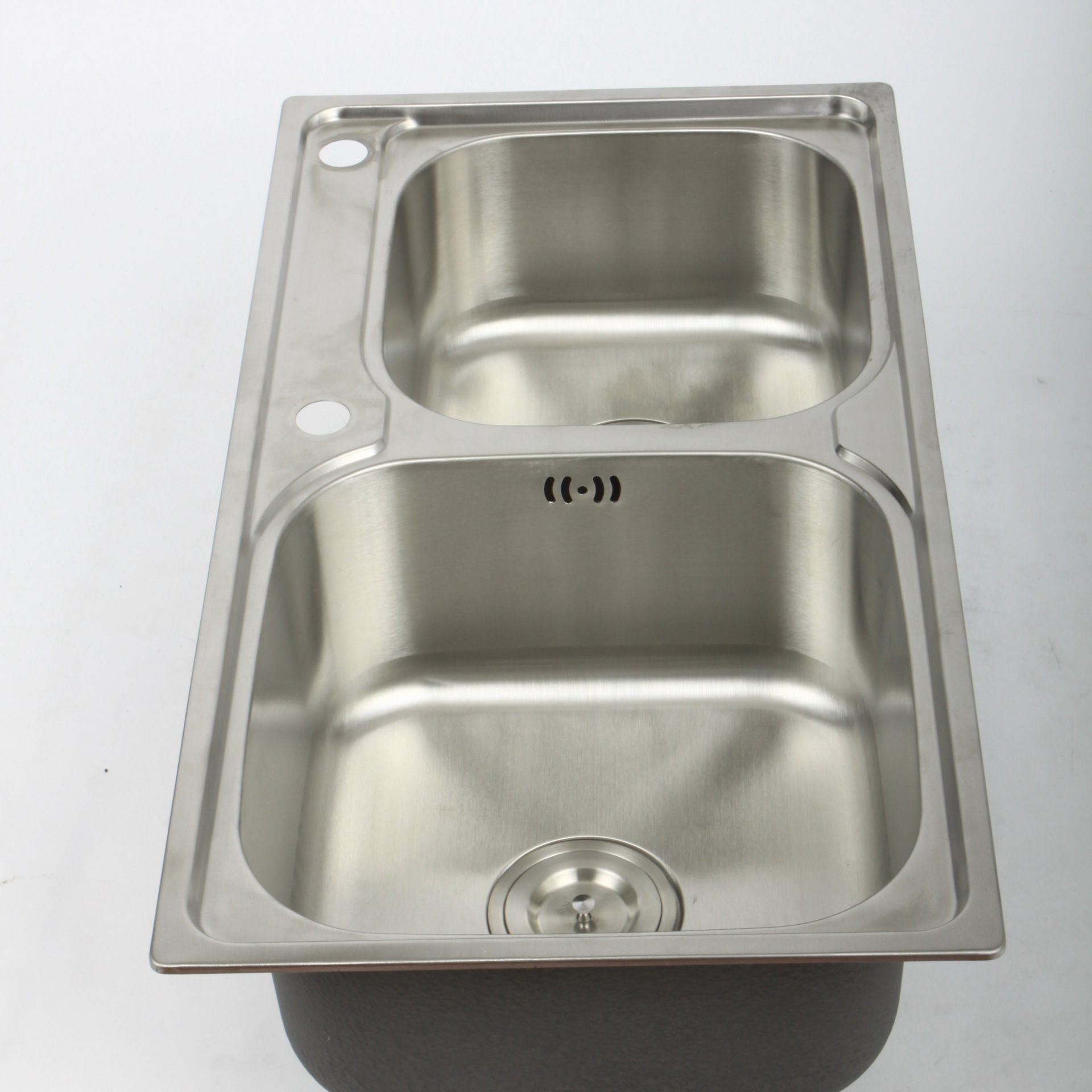 厨房水槽 不锈钢洗菜盆 304一体成型渊博珍珠砂不锈钢双水槽