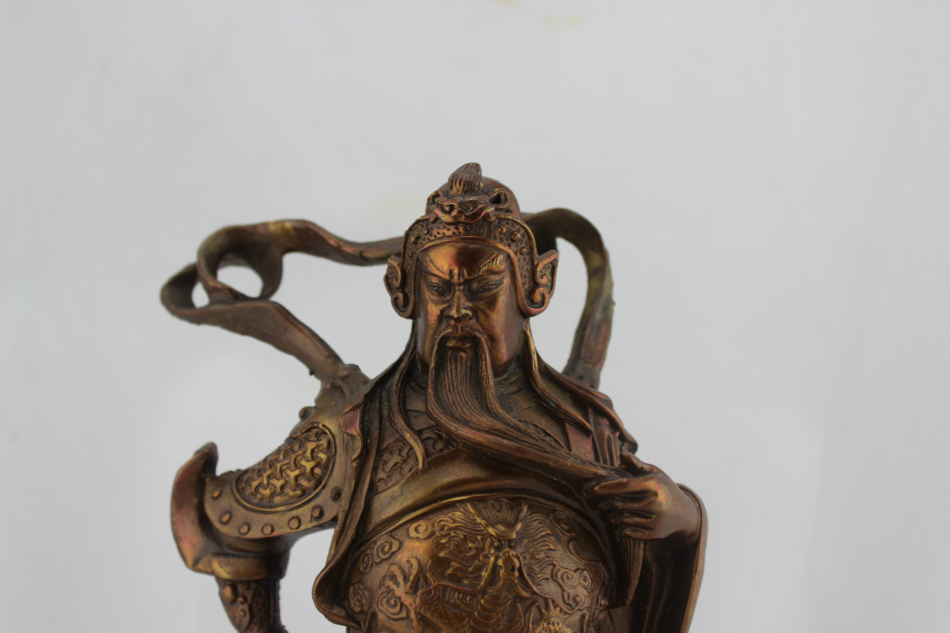 纯铜关公摆件8寸飘带关公摆设金属工艺品武财神批发佛像订做