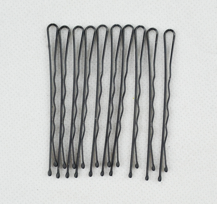 波浪钢丝夹 一字盘发夹 美发造型黑色夹子 200个/1卡 4.5cm/6cm