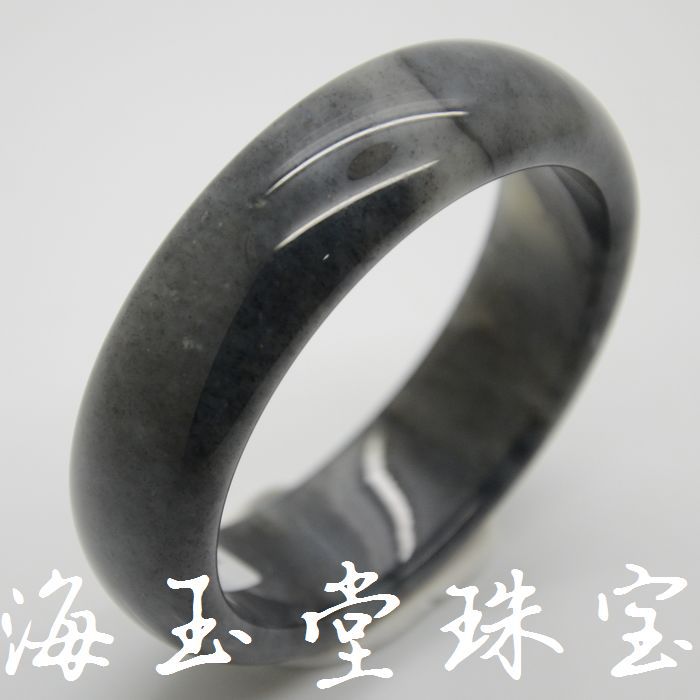 厂家直销新疆和田玉天然烟灰色玉石青花手镯批发 新疆天然玉器