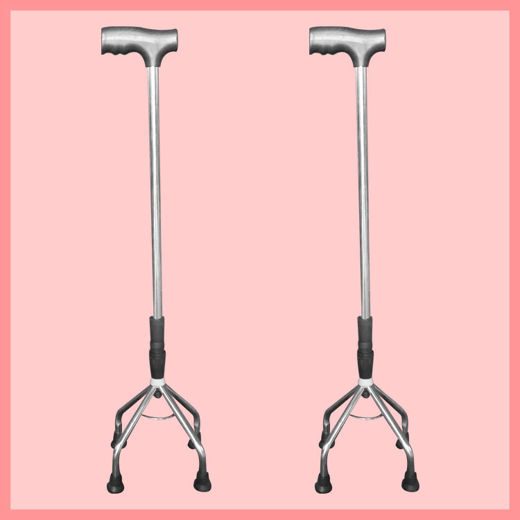 厂家直销不锈钢四脚拐杖 加固加厚九档调节老人手杖 直供广东