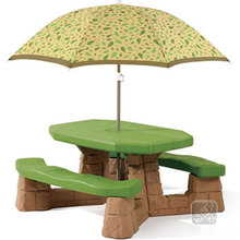 美国Step2儿童玩具 幼儿园儿童桌椅 户外野餐台连伞套装 787700