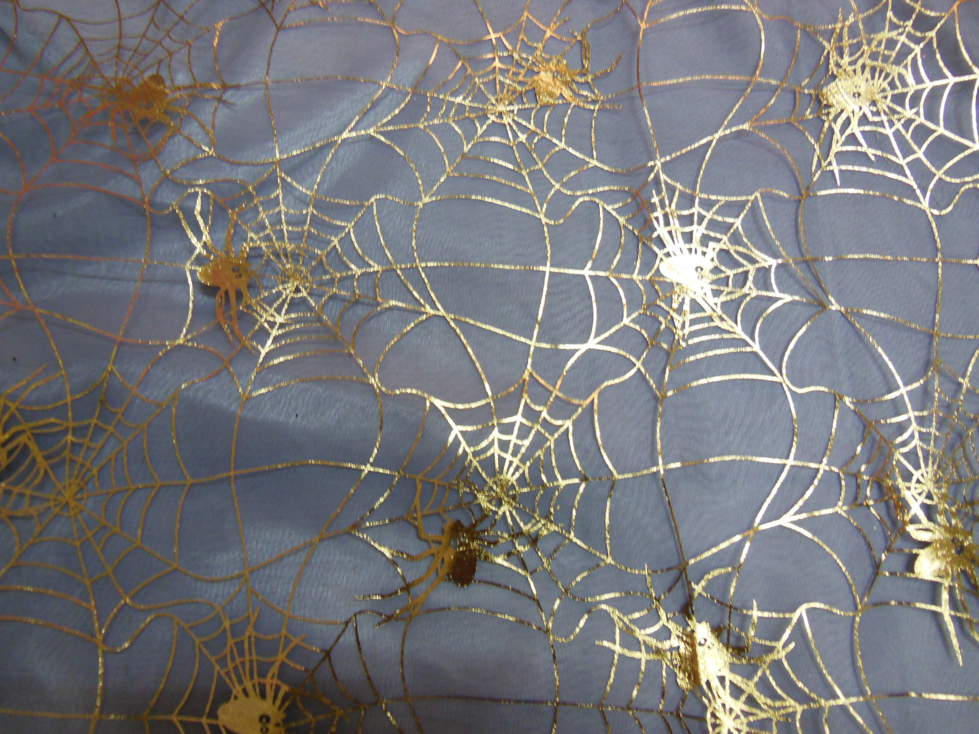 色丁柯根纱网纱烫金银彩色七彩蜘蛛网万圣节布料