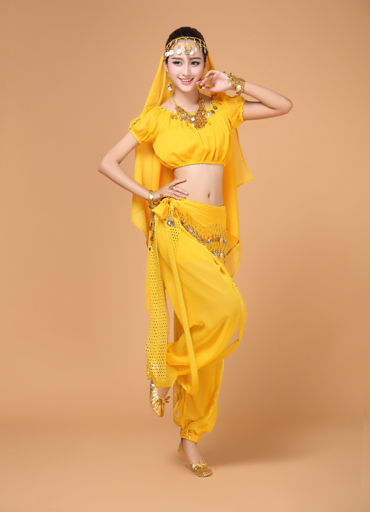 肚皮舞演出服套装新款印度舞表演服装灯笼裤灯笼袖四件套特价