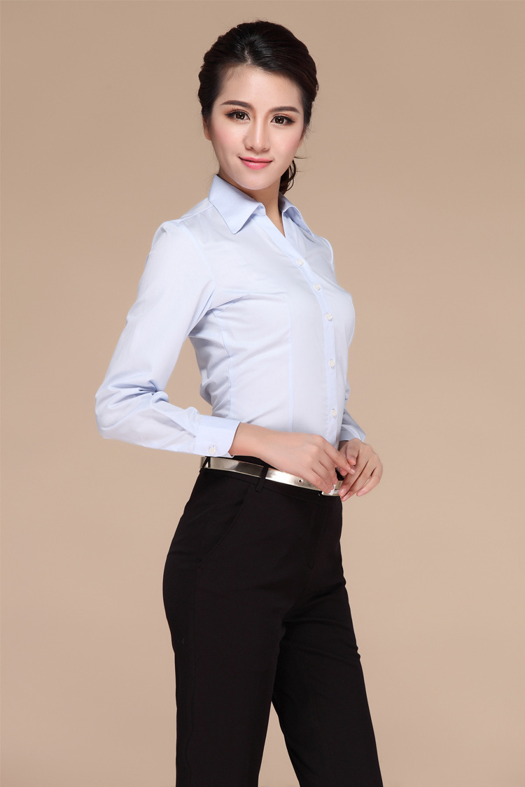 修身打底女士白色衬衣 秋季职业ol正装长袖白衬衫-女装-惠庶网