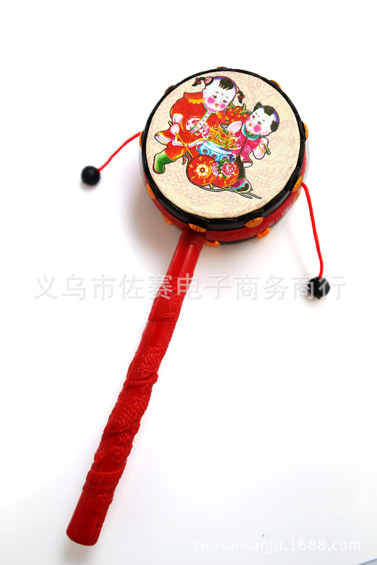 中国经典传统民俗玩具吉祥拨浪鼓/儿童乐器手鼓/宝宝摇鼓手摇铃