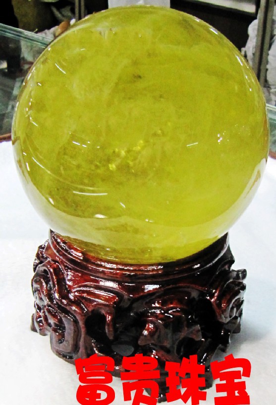 天然黄水晶球摆件巴西黄水晶石东海水晶原石水晶球